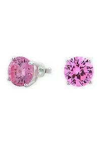 Lab Created Pink Cubic Zirconia 8mm Round Stud Earrings in Sterling Silver