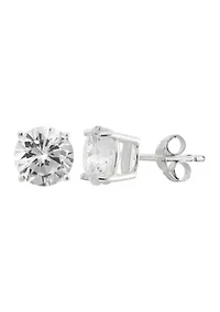 Lab Created White Cubic Zirconia 8mm Round Stud Earrings in Sterling Silver