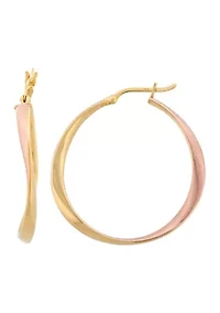 Twisted 35x3mm Hoop Earrings in 18kt Rose and Gold Plated Sterling Silver