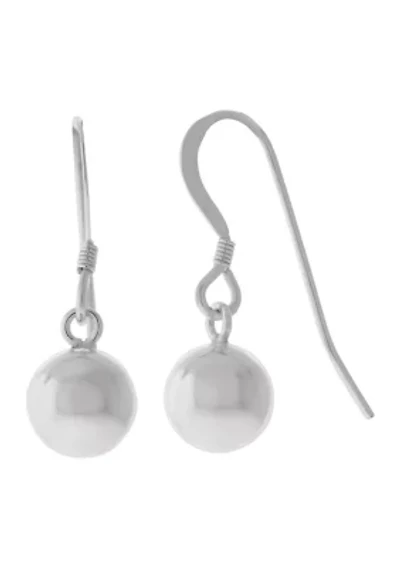 Polished 8mm Bead Drop Earrings in Sterling Silver
