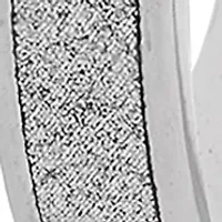  Sterling Silver Rhodium Glitter Pear Shaped Hoop Earrings 