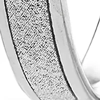  Sterling Silver Rhodium Glitter Hoop Earrings 