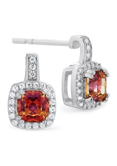Vibrant Red CZ Earrings in Sterling Silver