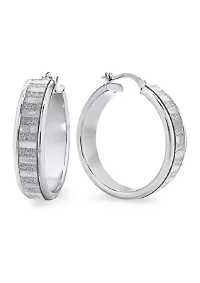  Sterling Silver Glitter Hoop Earrings 