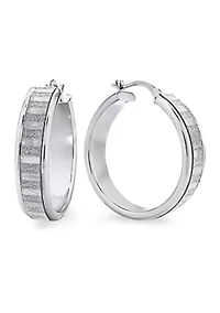  Sterling Silver Glitter Hoop Earrings 