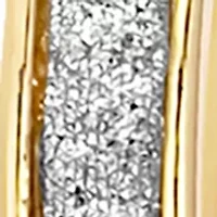 Sterling Silver Two Tone Glitter Heart Hoop Earrings