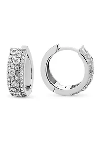 Sterling Silver Cubic Zirconia Polished Huggie Hoop Earrings