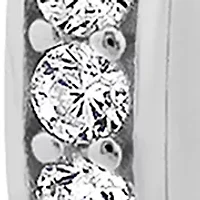 Sterling Silver Cubic Zirconia Channel Set Huggie Hoop Earrings