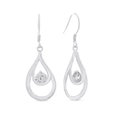 Sterling Silver Cubic Zirconia Pear-Shaped Drop Earrings