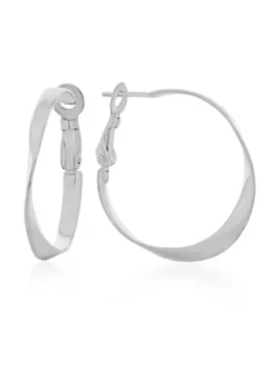 Sterling Silver Polished Twist Hoop Earrings