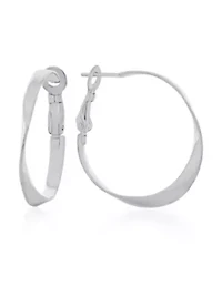 Sterling Silver Polished Twist Hoop Earrings