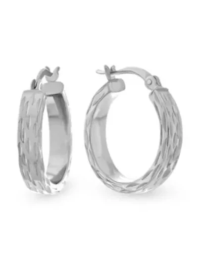 Sterling Silver Diamond Cut Hoop Earrings