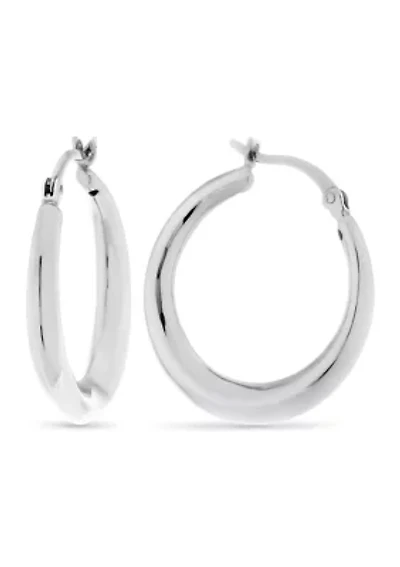 Sterling Silver Graduated Polished Hoop Earrings