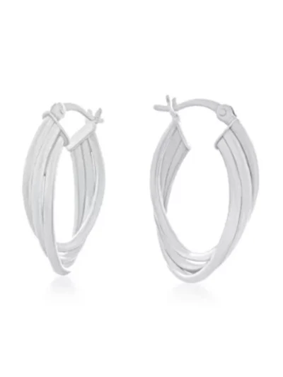 Sterling Silver Triple Row Overlap Hoop Earrings