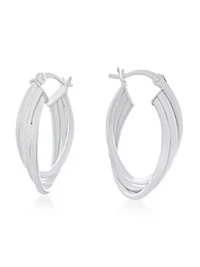 Sterling Silver Triple Row Overlap Hoop Earrings