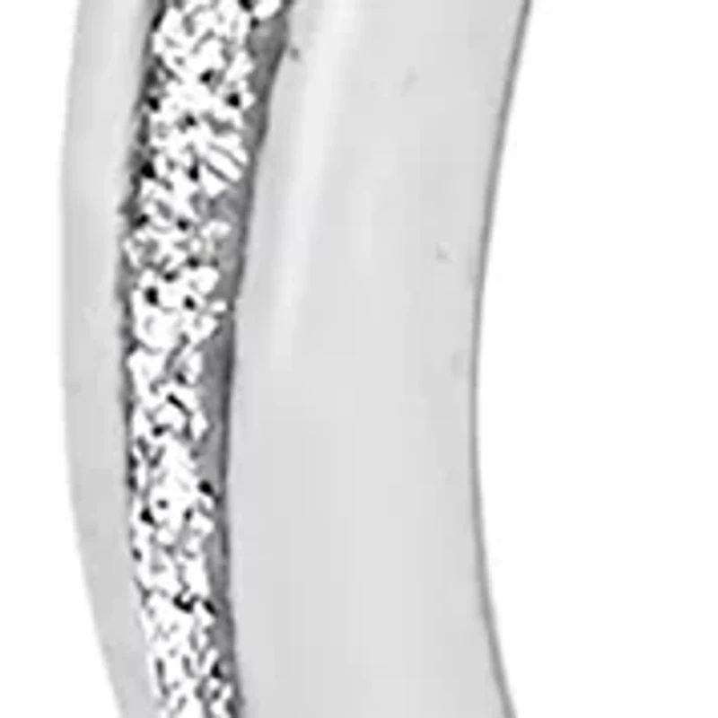  Sterling Silver Oval Twist Glitter Hoop Earrings 