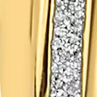 Gold Plated Sterling Silver Glitter Polished Triple Hoop Earrings