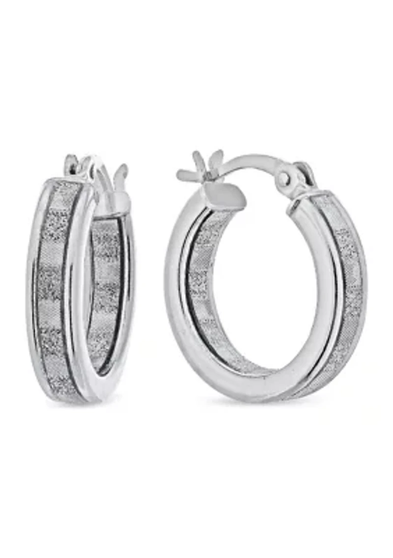 Graduated 3 Pair Glitter Hoop Earring Set in Sterling Silver