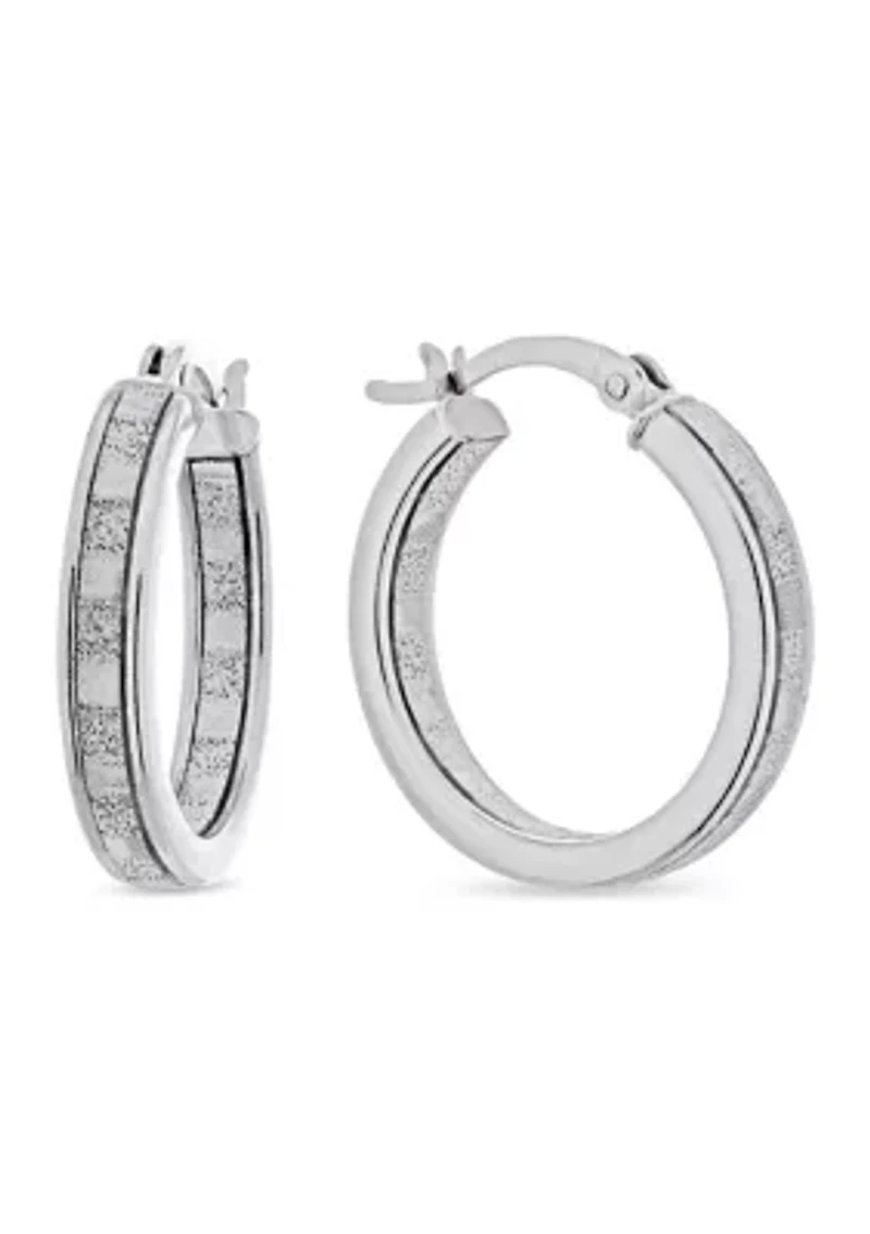 Graduated 3 Pair Glitter Hoop Earring Set in Sterling Silver