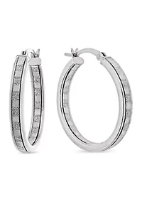Graduated 3 Pair Glitter Hoop Earring Set in Sterling Silver