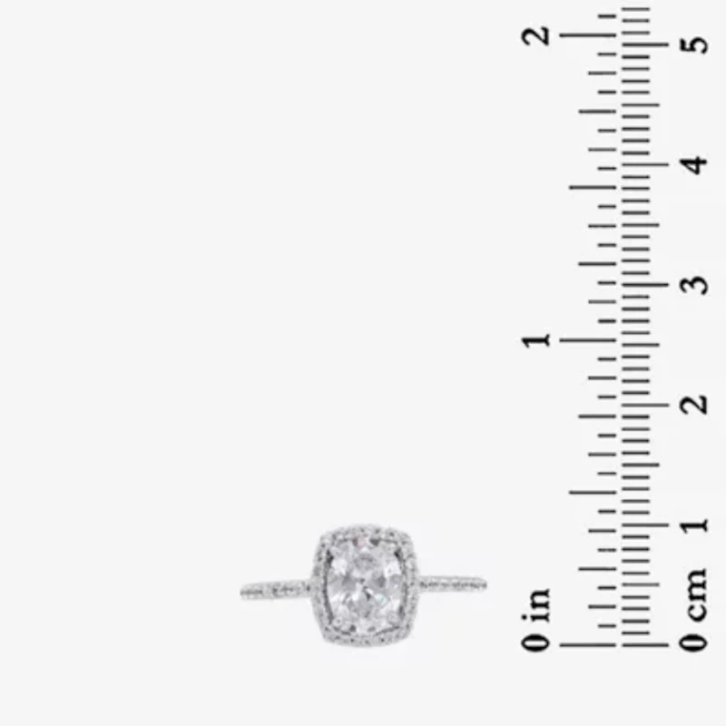 Lab Created Sterling Silver 8x6 Oval White Cubic Zirconia Halo Ring