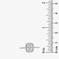 Lab Created Sterling Silver 8x6 Oval White Cubic Zirconia Halo Ring