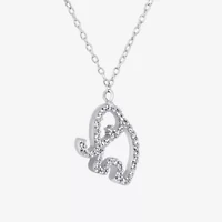 Lab Created Sterling Silver White Cubic Zirconia Open Elephant Pendant 16 Plus 2-Inch Adjustable Necklace