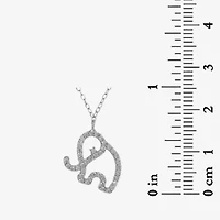 Lab Created Sterling Silver White Cubic Zirconia Open Elephant Pendant 16 Plus 2-Inch Adjustable Necklace
