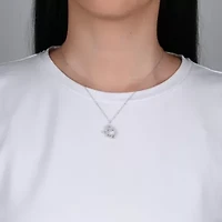 Lab Created Sterling Silver White Cubic Zirconia Open Elephant Pendant 16 Plus 2-Inch Adjustable Necklace