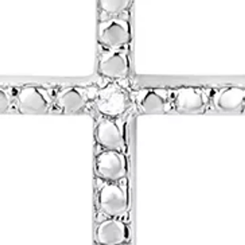 Diamond Accent Cross and Circle Interchangeable Pendant Necklace in Sterling Silver