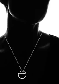 Diamond Accent Cross and Circle Interchangeable Pendant Necklace in Sterling Silver