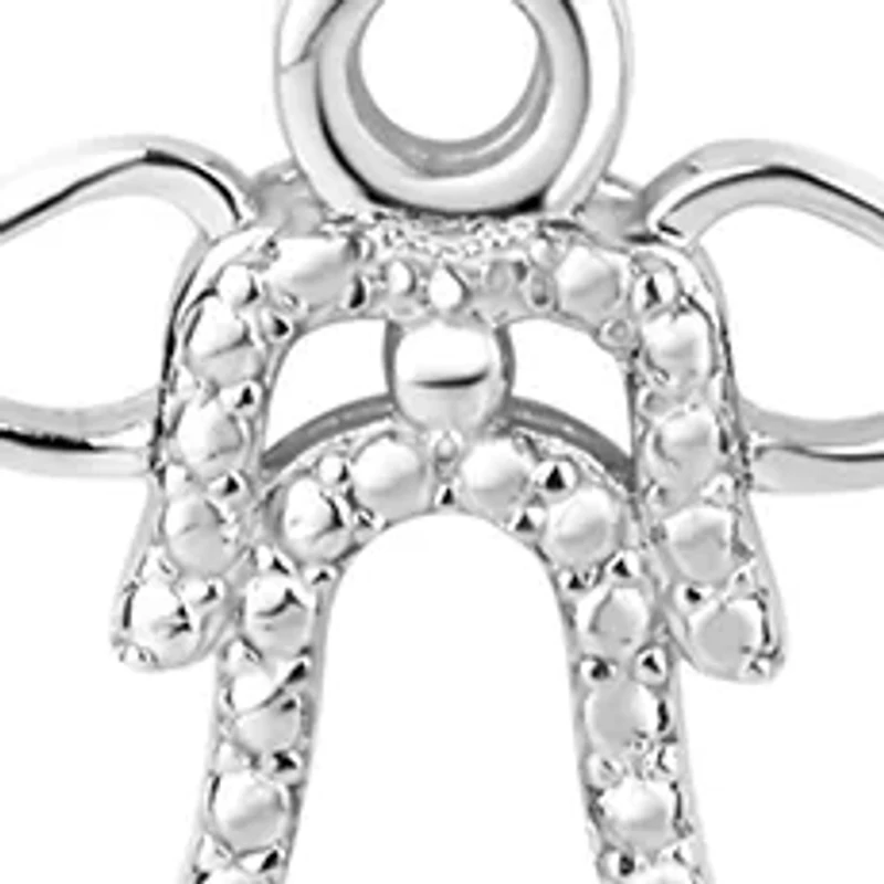 Diamond Accent Angel and Circle Interchangeable Pendant Necklace in Sterling Silver
