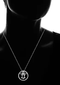 Diamond Accent Angel and Circle Interchangeable Pendant Necklace in Sterling Silver