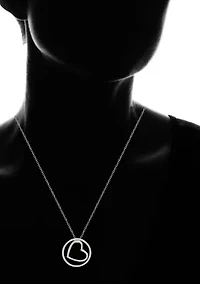 Diamond Accent Heart and Circle Interchangeable Pendant Necklace in Two tone Sterling Silver