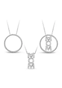 Lab Created CZ Mom Interchangeable Circle Pendant in Sterling Silver