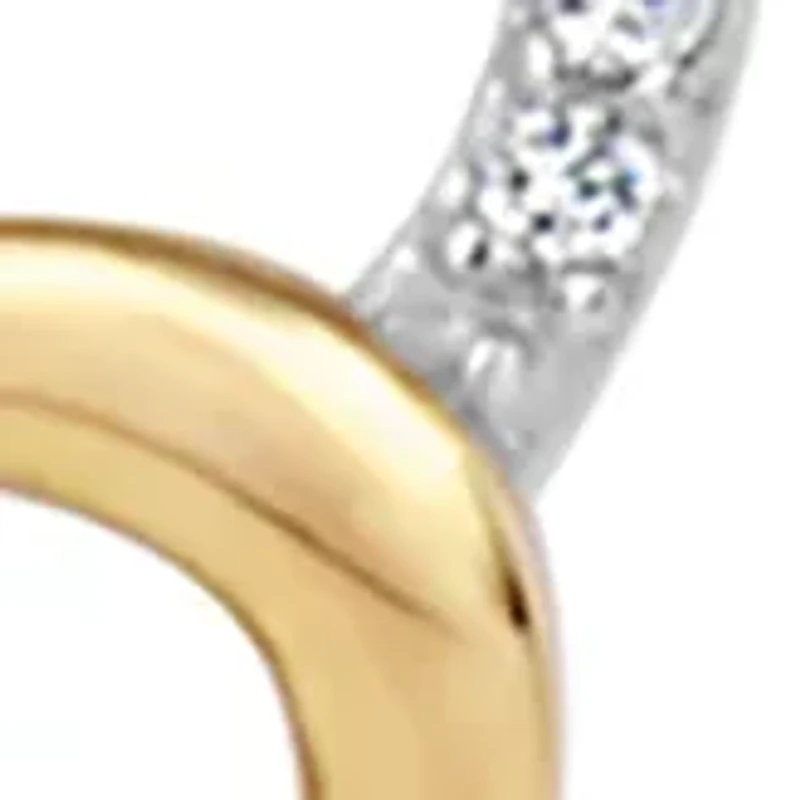 Diamond Accent Double Heart Mom Pendant in Two Tone Sterling Silver