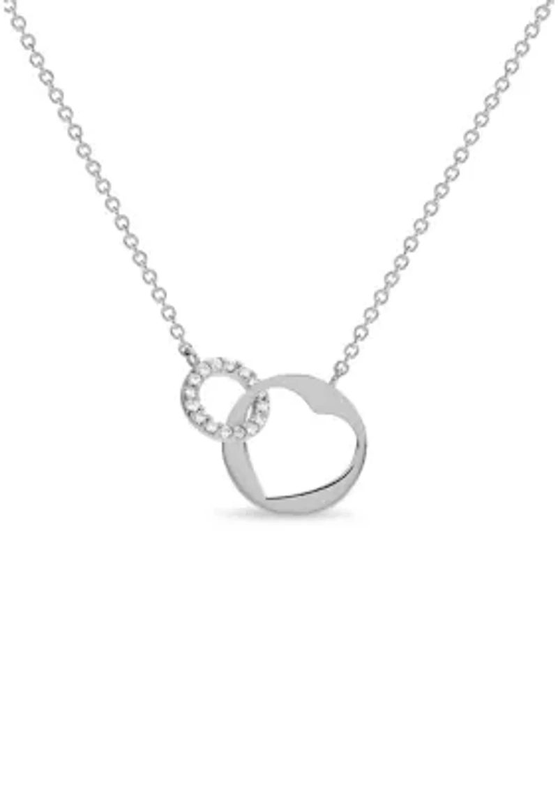 Lab Created White CZ Double Circle with Cut-out Star Necklace in Sterling Silver