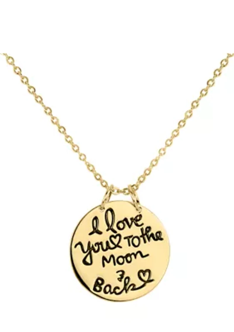 18k Gold Plated Sterling Silver "I Love You To The Moon and Back" Pendant Necklace