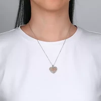 Lab Created 18K Rose Gold Plated Sterling Silver Mom Crystal Heart Pendant 18-Inch Necklace