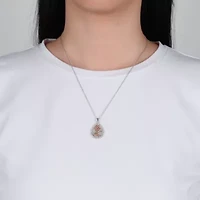 Lab Created 14K Rose Gold Plated Sterling Silver Crystal Pear Mom Pendant 18-Inch Necklace