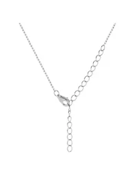 Lab Created White CZ Heart Love with Rose Necklace in Sterling Silver