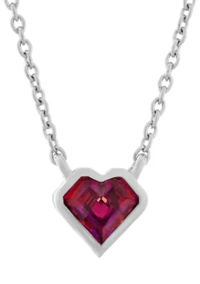Cubic Zirconia Heart Necklace in Sterling Silver