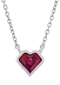 Cubic Zirconia Heart Necklace in Sterling Silver