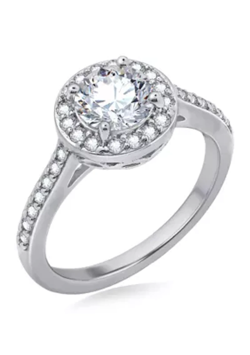 1.5 ct. t.w. Swarovski® Zirconia Round-Cut Halo Ring