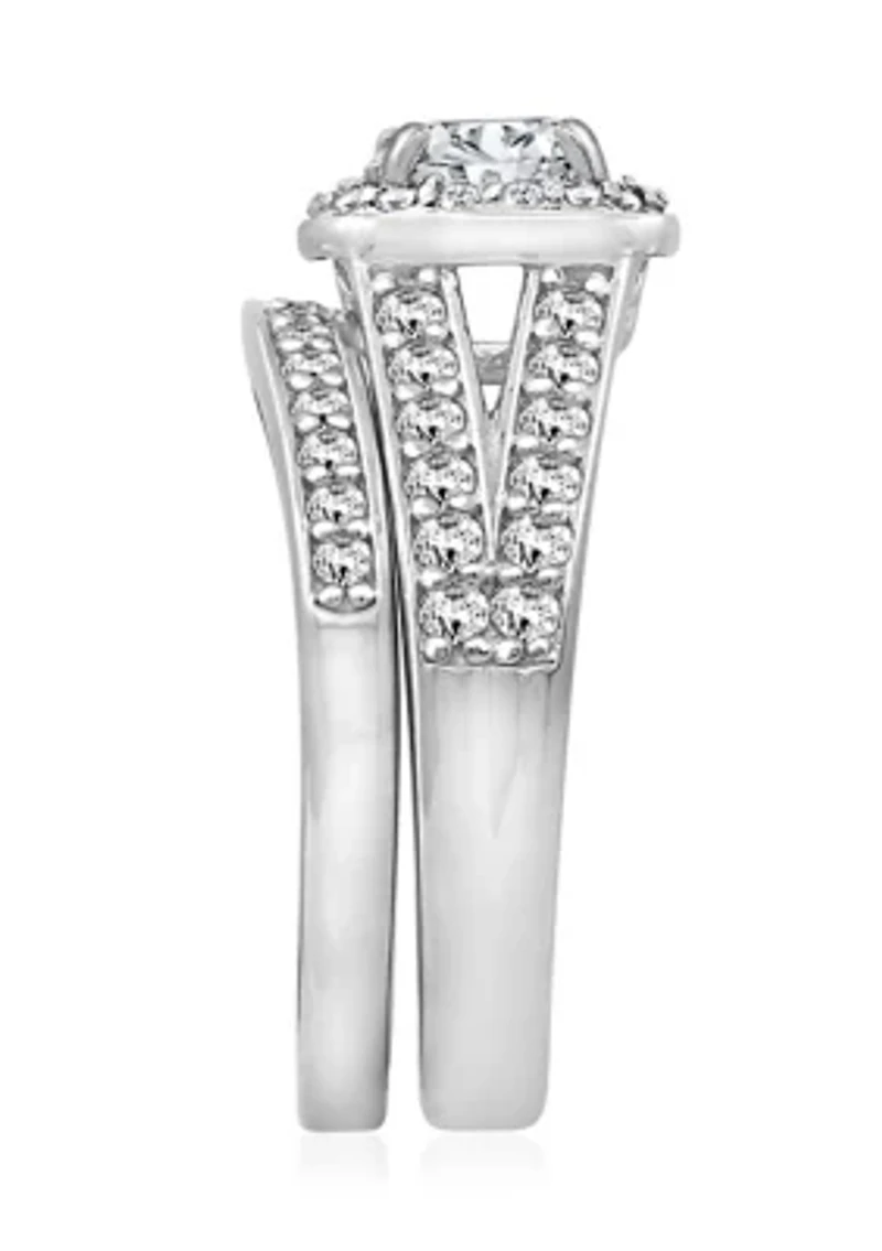 3 ct. t.w. Swarovski® Zirconia Cushion Halo Ring Set