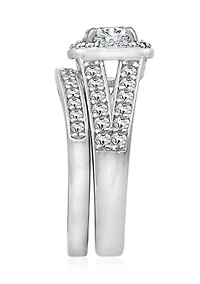 3 ct. t.w. Swarovski® Zirconia Cushion Halo Ring Set