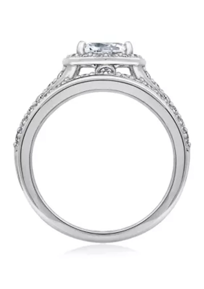 3 ct. t.w. Swarovski® Zirconia Cushion Halo Ring Set