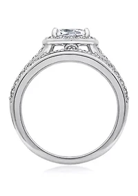 3 ct. t.w. Swarovski® Zirconia Cushion Halo Ring Set