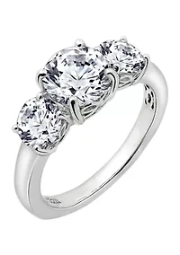 Platinum Plated Sterling Silver 3 ct. t.w. Round Swarovski® Cubic Zirconia  Stone Ring