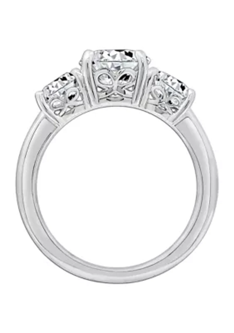 Platinum Plated Sterling Silver 3 ct. t.w. Round Swarovski® Cubic Zirconia  Stone Ring